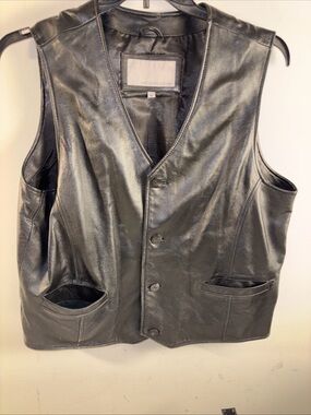 Wilsons Leather Black Leather Vest with V-Neck